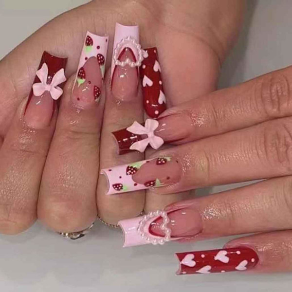 3D Blomster Falska Naglar - 24st (Stil 1) F