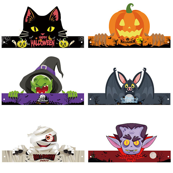 12 stk. Halloween-festartikler til børn - Halloween-hatte - Papirhatte