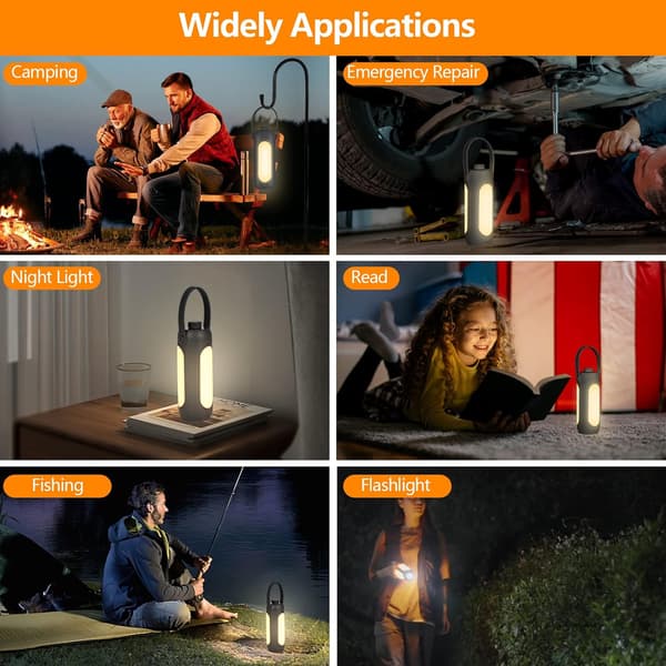 Sort LED Camping Lygte 10000 mAh, Multifunktionel Campinglampe D