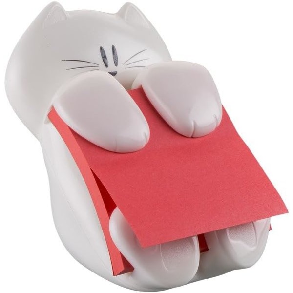 Dispenser, kattform med 1 block Post-it Z-Notes, rosa färg -