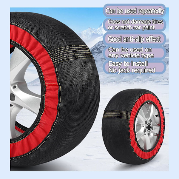 2 st Snöstrumpor för Däck - Alternativ till Snökedjor - för Personbilar SUV:ar Lastbilar 6005