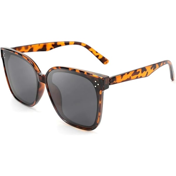 (brun leopard print) over-sized firkantede retro polariserede solbriller til kvinder og mænd i enkel stil O