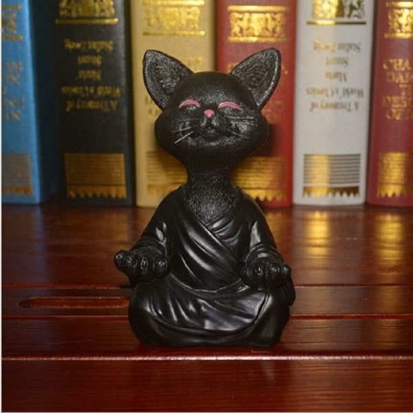 Meditation Statue Cat Statue Zen Yoga Decoration Figure Resin Med