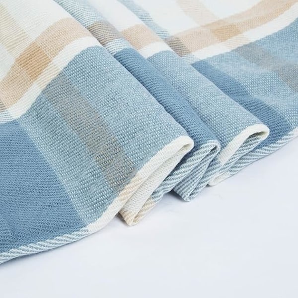 Dames Mode Plaid Blød Sjal - Pulver Blå Vinter Kvinder Varmt Langt Sjal Retro Mønster Multifarvet Sjal