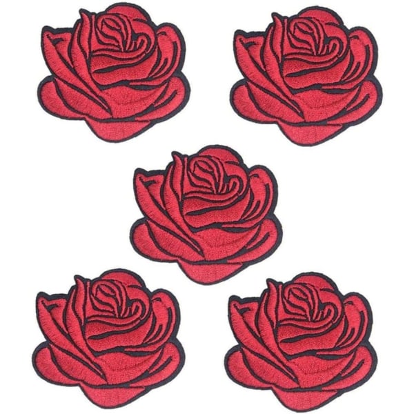 5 stk Pink Rose Patch Stickers Badge Brodery Iron On Applique P
