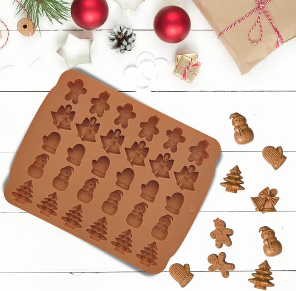 Jul silikonformar 5 mönster Jul chokladformar pepparkaksgubbe tr