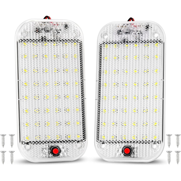 12V LED Sisävalot 48 LED Autovalo Lamppu Kytkimellä