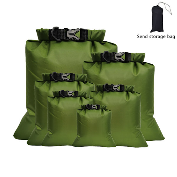 6 stk. vanntette tørre poser (grønn), 1,5L /2,5L/3L /3,5L /5L /8L