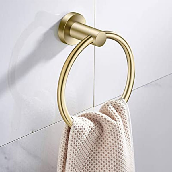Håndkleholder, 1 stk. Frost svart sølv håndkleholder, 304 rustfritt stål veggmontert håndkleholder, rund håndkleholder for B N