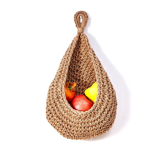 Väggmonterade frukt- och grönsakskorgar, handvävda droppformade jutefrukter