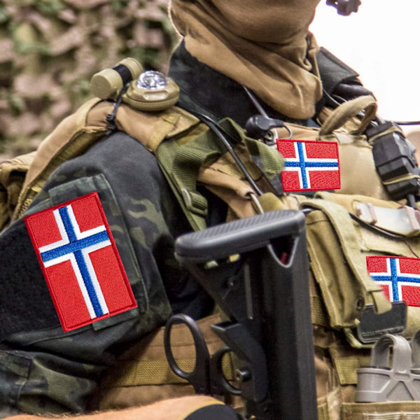 2-pack broderade flagglappar från Norge, militära taktiska lappar