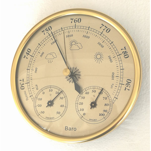 Barometer, väderstation med barometer och hygrometertermometer, 3-i-1 väggmonterad