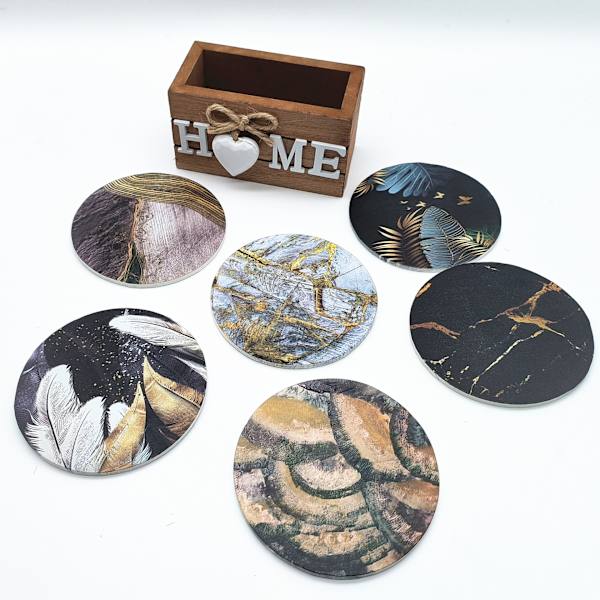 Present för inflyttningsfest för heminredning Trä Hjärtformade Underlägg för drycker Set med 6