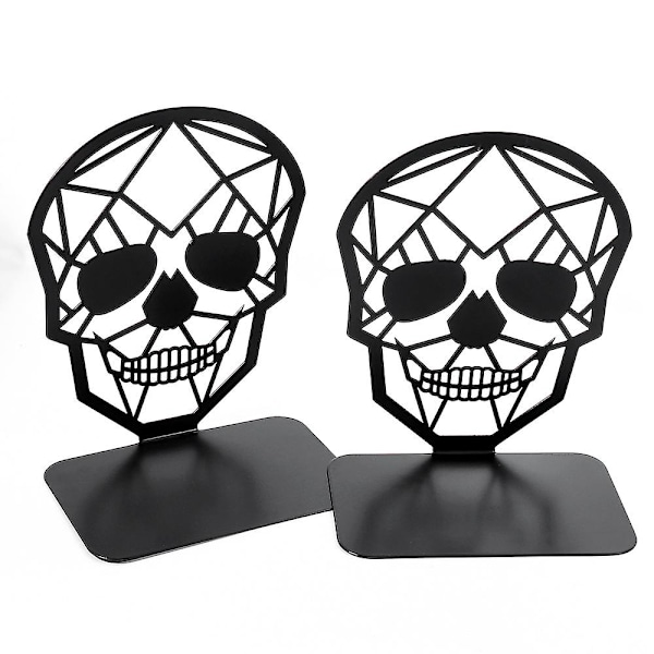 Metal Skull Design Bogstøtter Sorte Bogstøtter, Heavy Duty Bogstøtter Til Bogreoler, Blac