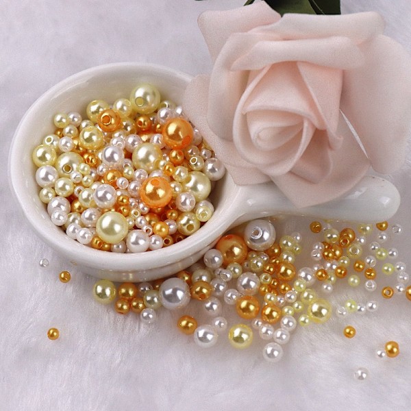 Jewelry making - Acrylic beads - 150pcs - yellow - Imitation pearls