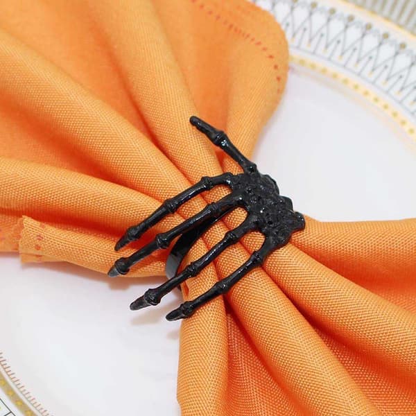 Halloween Servietring Sæt 4stk Skelet Klo Serviet Holder Ringe Sort Moderne Husholdning Servietringe
