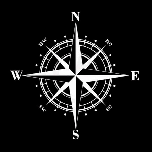 2pcs White Compass Vinyl Car Sticker 15cm x 15