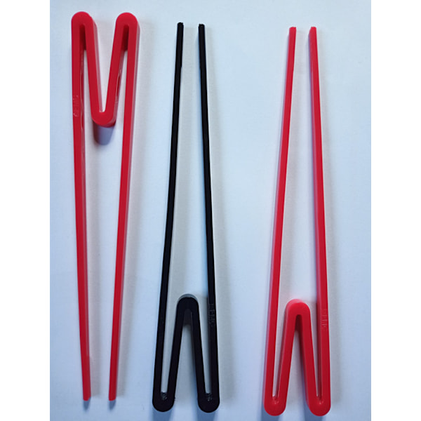 2 stycken barns träningsätpinnar, M-formade plastätpinnar, All-in-one ätpinneträning Black