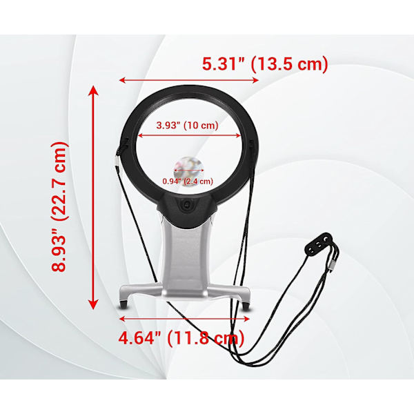 Forstørrelsesglas til nakke og bord 6X forstørrelsesglas, håndfri arm og bordbelyst LED