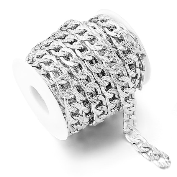 Sliver 5m Aluminium Flat Curb Chains 16x10x2.6mm Twisted Miami Cuban Link Chain Chunky Chain Handväska