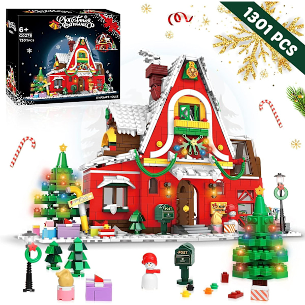 Santas Julpepparkakshus Byggstenar Set, 1301 Stycken Jul Leksak Set, Perfekt Present till Pojkar och Flickor