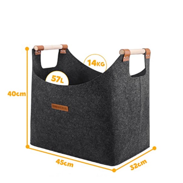 Filtpose Loggkurv XL Loggoppbevaringskurv Filtpose med håndtak en
