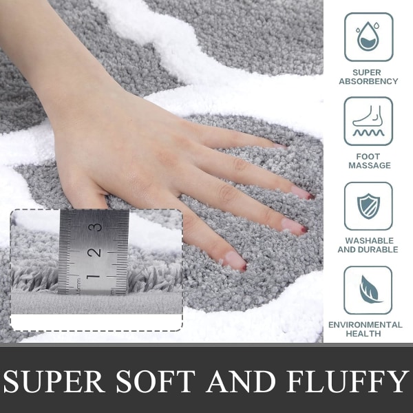 Microfiber Bath Mats 50x80 cm, Soft Non Slip Bathroom Rugs Water Absorbent Large Shower Mats Washabl