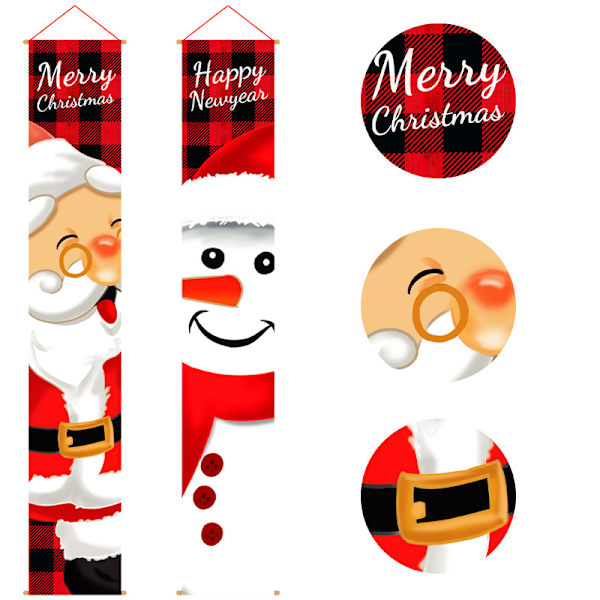 1 Par Julepar Kuplet Porch Banner, Glædelig Jul Banderoler Ny