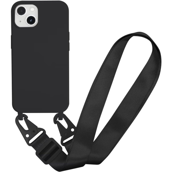Svart case kompatibelt med 15 iPhone Plus, Cell halsband Case Slim