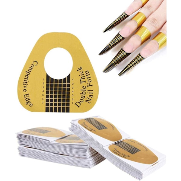 100 st Nail Art Forms Stickers Självhäftande Nagelformar Förlängningsguide Tips för Akryl UV Gel N