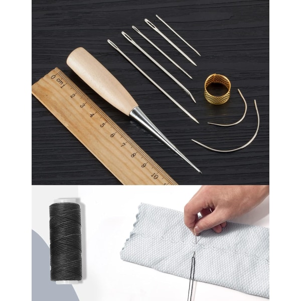 Sy nålar läder böjd nål hand nålar läder canvas reparation rostfritt stål borr syl fingerborg
