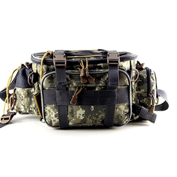 Fiskeutrustningsväska (kamouflage) Fiskeutrustningsförvaringsväska Organizer Midjeväska Messenger Bag Handväska