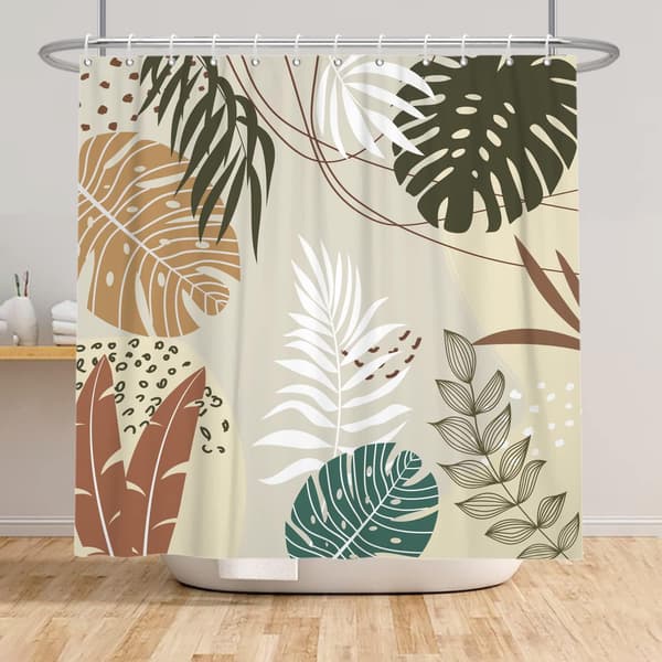 150x180cm Boho Botanisk Vandtæt Badeforhæng Abstrakt Pl