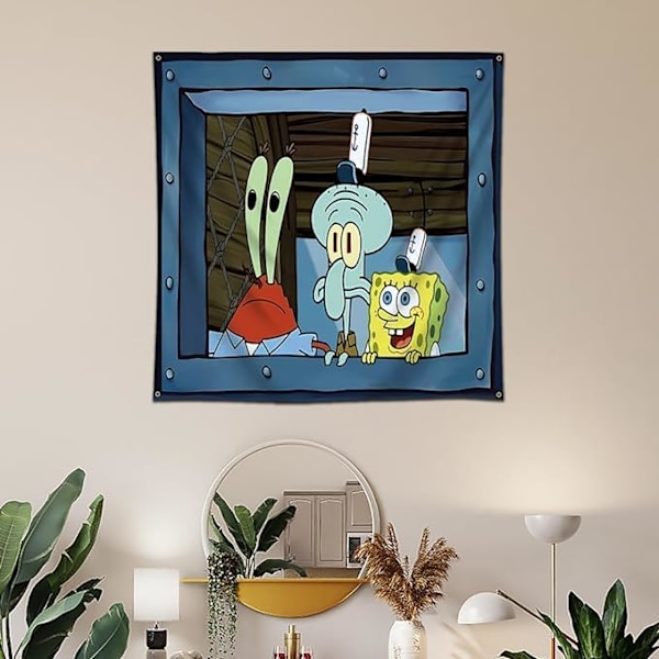 Octopus Cartoon Tapestry Squid-wards Window Tapestry Spongebobs Tapestry Meme Tapestry Win