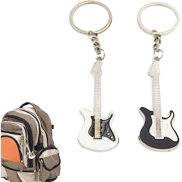 2 stycken gitarrnyckelringar, trendiga metallgitarrnyckelringar, rocknyckel R