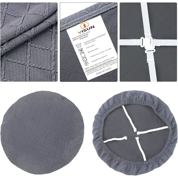 (Ljusgrå, Set om 1) Stretch Jacquard Präglad Stolsöverdrag Sittdyna