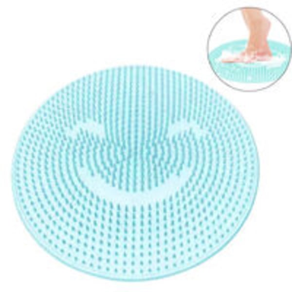 1pc Blue Lazy Silicone Back Massage Pad Bathroom Washing Foot Mat