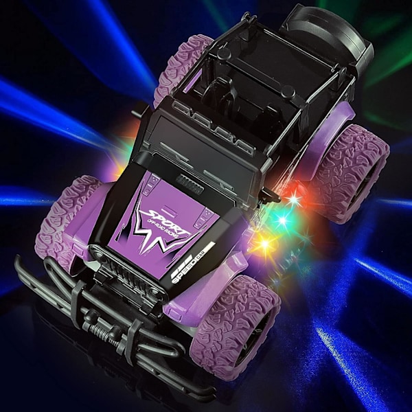 Fjernstyrt bil RC Racing Cars, 1:18 skala fjernstyrt monstertruck, 2.4Ghz LED lys Off-Road Rc biler (#Purple)