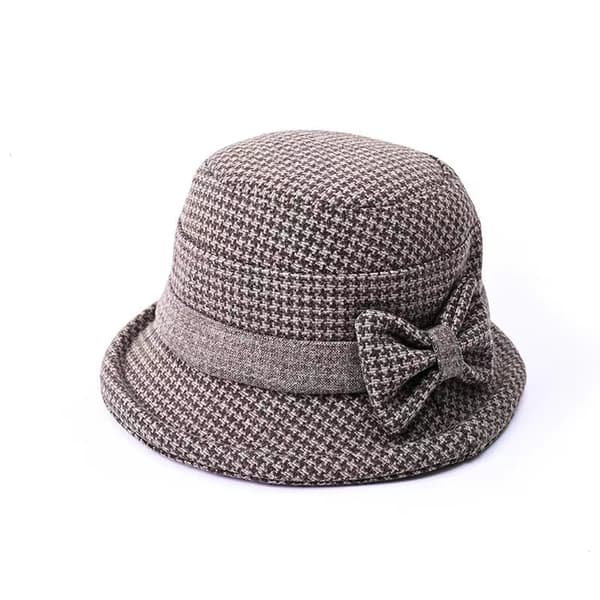 Dam Bowler Hat med upprullad brätte Vinter Retro Cloche Hat wit