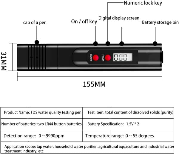 Højpræcisions vandhårdhedsinstrument TDS pH-tester vandkvalitet