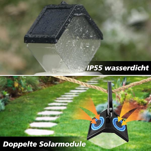 4-pack solcellslampor för utomhusträdgård - 2 lägen vattentät sol