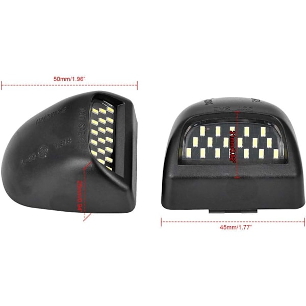 2 stk. Vandtætte Full LED Nummerpladelys Nummerpladelys LED Nummerpladelampe Baglygte 600