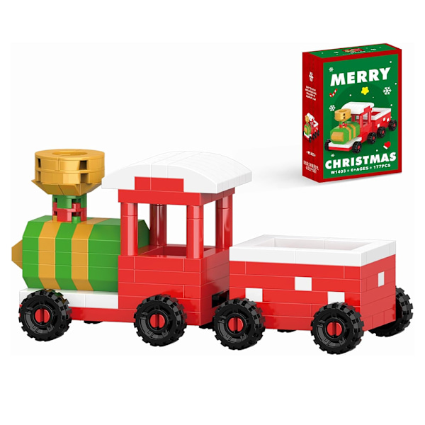 Christmas Train building blocks set, 2024 stacking new toys, New Year Christmas gifts for kids and adults