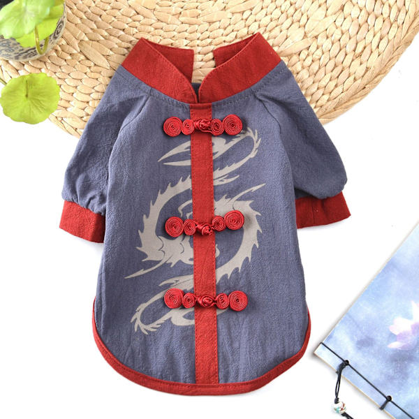 2PCS Halloween Hundkostym, Hanfu Hund Husdjurskläder, Hund och Kattkläder, Andningsbar Bomullskläder fo