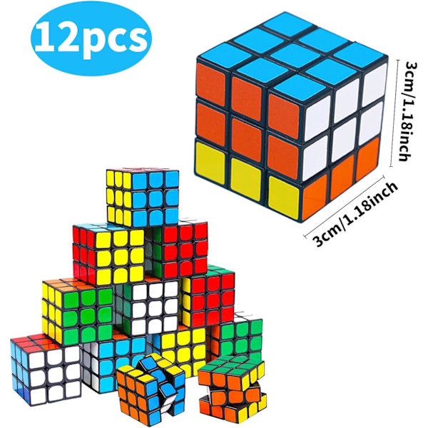 12 stycken Mini Magic Cubes, 3*3*3cm Puzzle Magic Cubes, Speed ​​