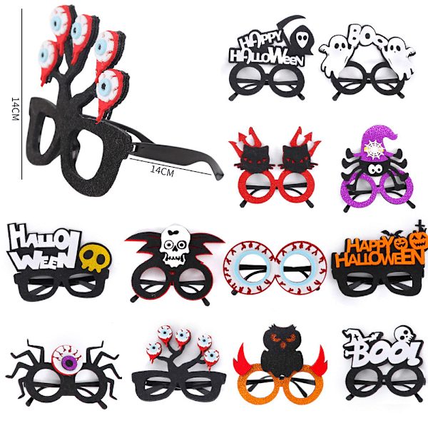 Halloween-glasögon, roliga karnevalfestglasögon, 12 stycken, för Halloween-karnevalmaskerad