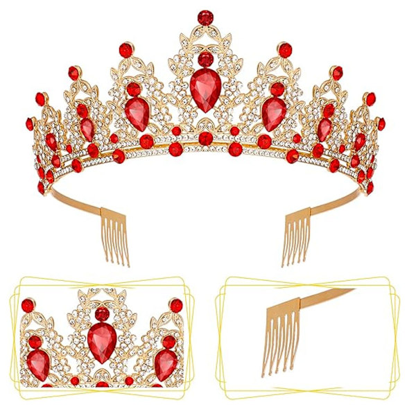 Bryllupstiara Brud Tiara Krystal Rhinestones Tiara Krone med Kam til Brud Weddi E