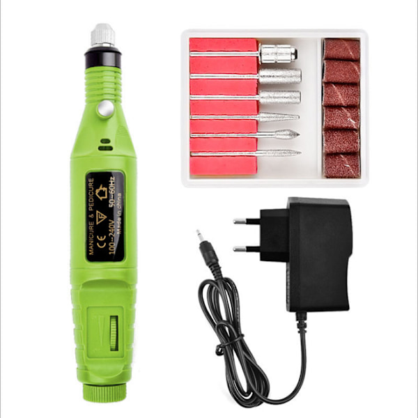 Electric file, electric nail file, 6 bits included Green