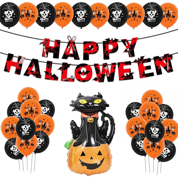 34 Pieces Halloween Balloons, Happy Halloween Balloon, Halloween Banner Decoration, Pumpkin Balloon,