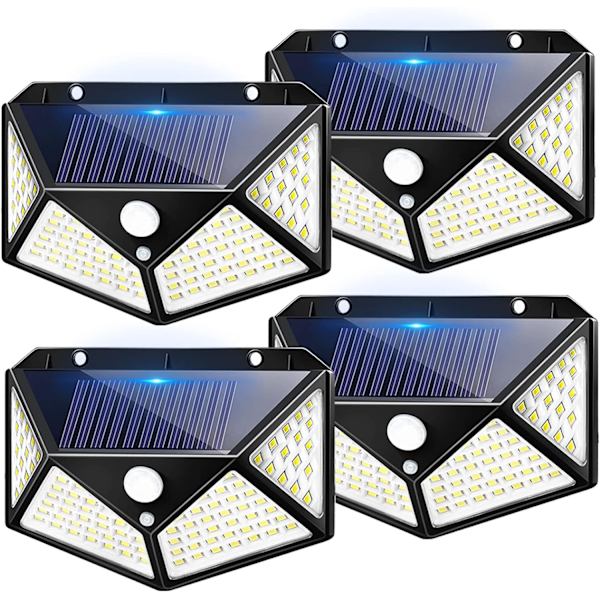 4 pakker utendørs solcellelampe, utendørs solcellelys, 100 LED solcellelys